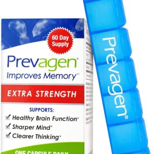 Prevagen Improves Memory - Extra Strength 20mg, 60 Capsules, with Apoaequorin & Vitamin D & Prevagen 7-Day Pill Minder | Brain Supplement for Better Brain Health, Supports Healthy Brain Function