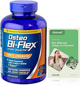 Osteo Bi Flex Triple Strength with Glucosmine, 200 count, 3 Months Supply + Exclusive Vitasoul Vitamin Guide (2 Items)
